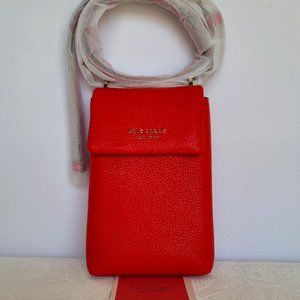KATE SPADE Bradley North/South Pebbled Leather Phone Crossbody- Heirloom Tomato